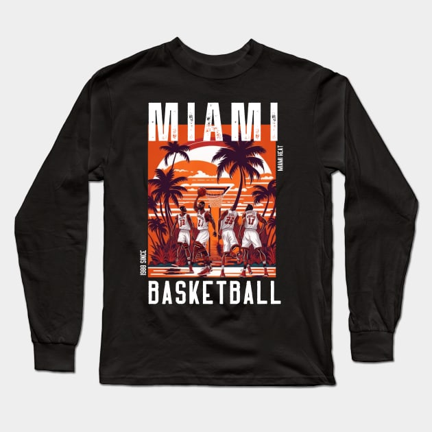 Miami heat basketball  vector graphic design Long Sleeve T-Shirt by Nasromaystro